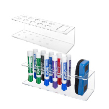 Wall-Mounted Trabsparent Acrylic Toothbrush Toothpaste 10-Slot Dry-Erase Marker & Eraser Holders, Set of 2